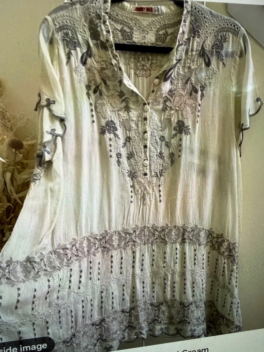 Johnny Was Fletcher Tunic Heather Grey and Cream  size XL